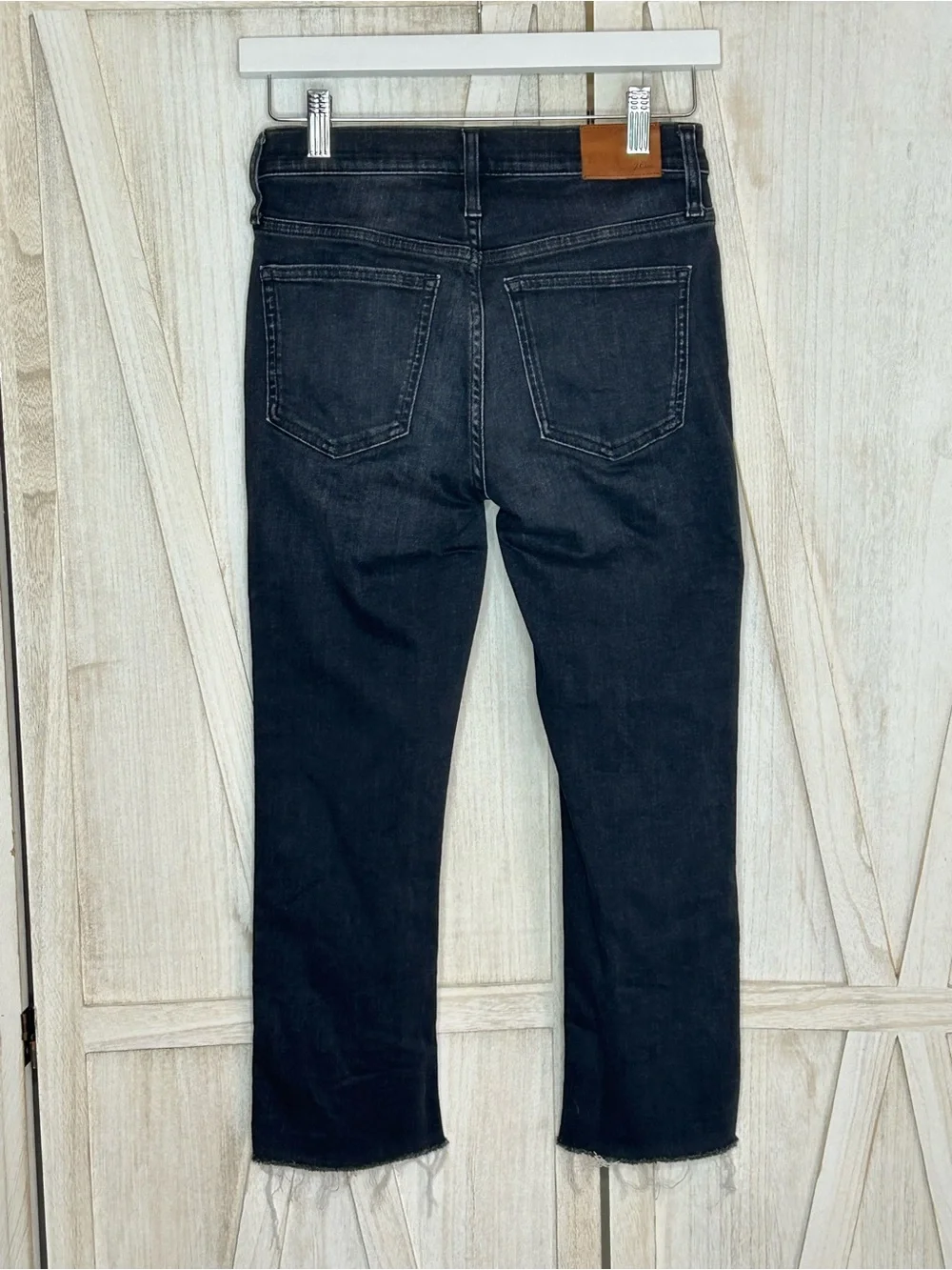 J. Crew Women’s Black Raw Hem Demi Boot Crop Jeans Dark Academia Sz 25P Preppy